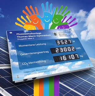 Outdoor and indoor solar displays for schools, cities and communities