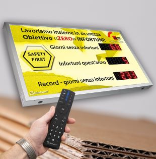 Large safety displays for construction Safety board for the Italian paper industry