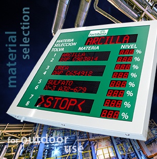 Industrial display system for material selection