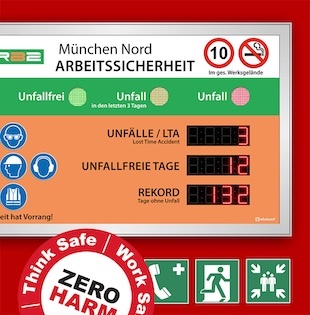 Safety at work - big safety display with safety ample