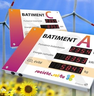 Energy displays in glass and stainless steel